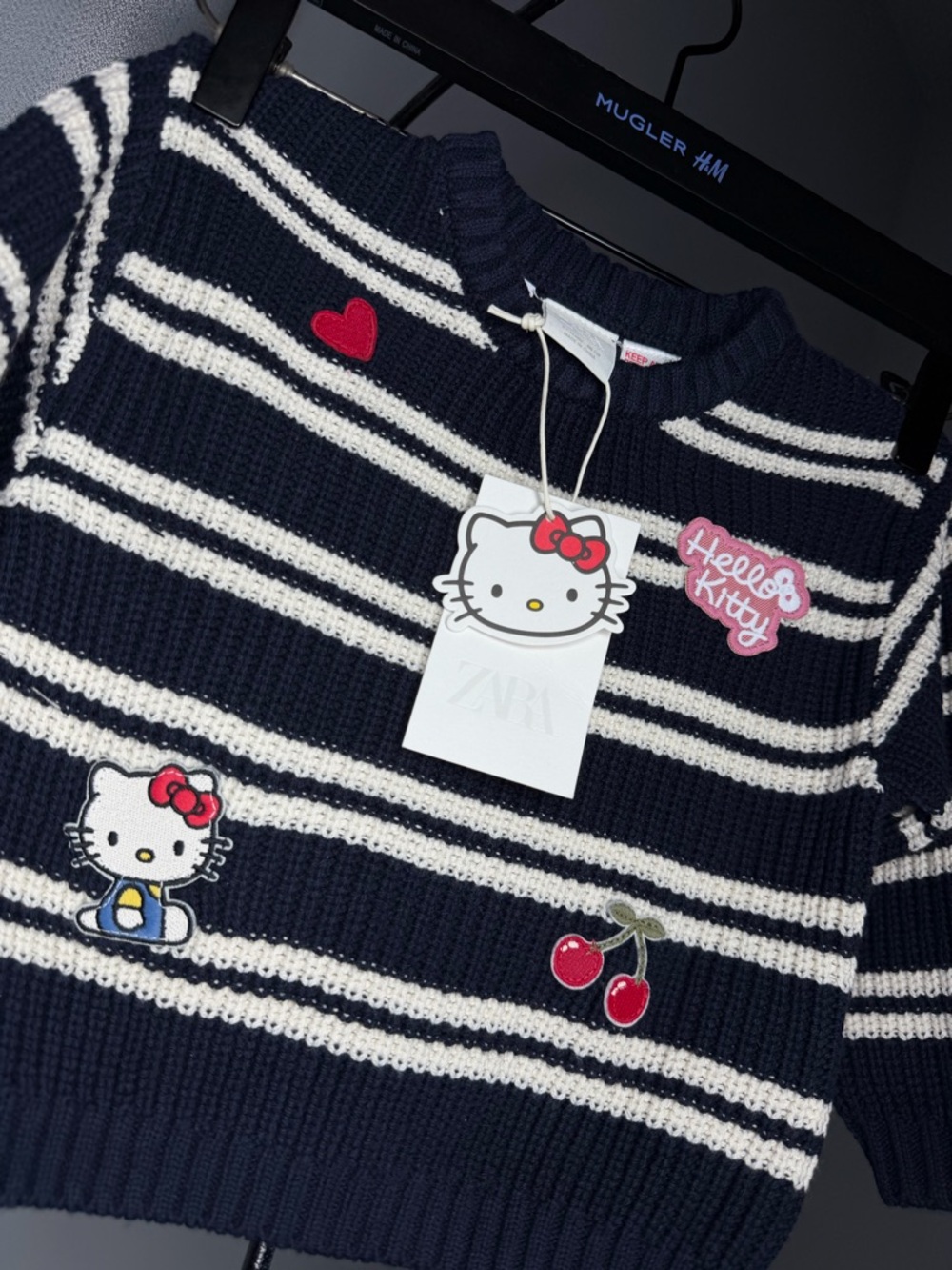 NWT Zara Kids Girls STRIPED KNIT HELLO KITTY SANRIO PATCH SWEATER Size 1.5 - Picture 8 of 8